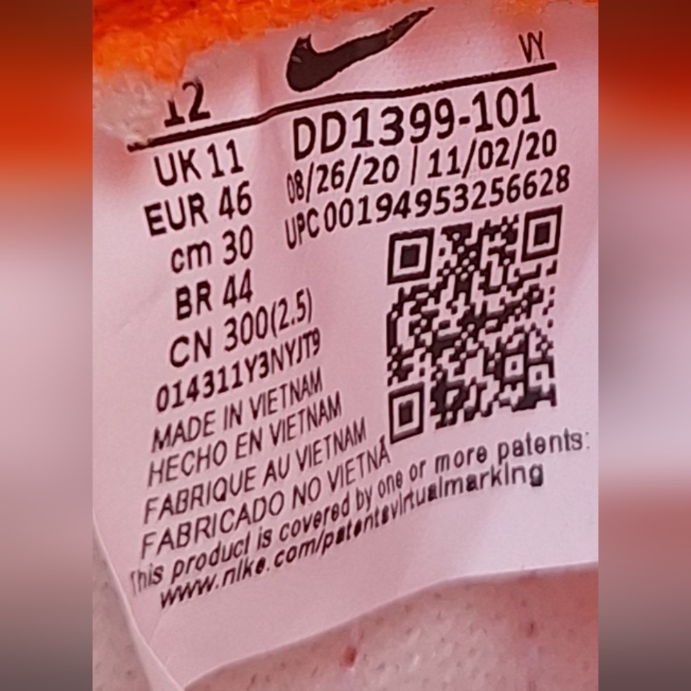 Nike Dunk Syracuse High Top 12 Men's Orange Blaze and White Sneakers DD1399-101 - Picture 14 of 14